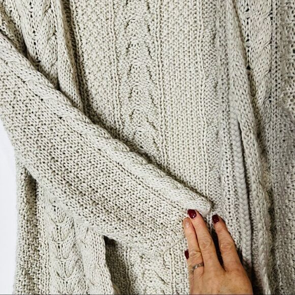 Kenzie Cream Oatmeal Open Cardigan Sweater Braided Tassels - Picture 6 of 8